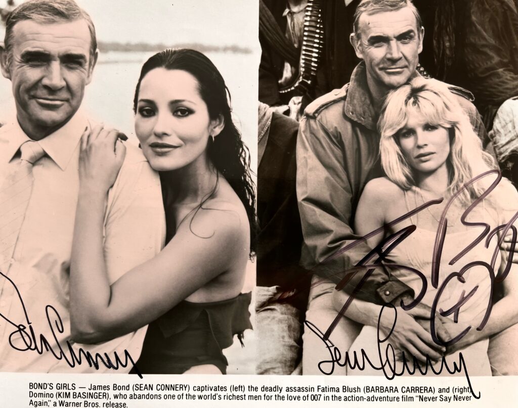 Sean Connery and Kim Basinger Never Say Never Again signed